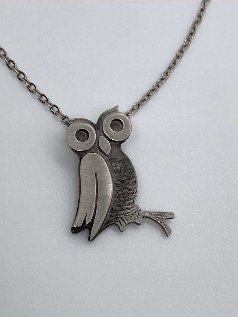 Carole Cronkhite Pewter Owl Pendant Necklace
